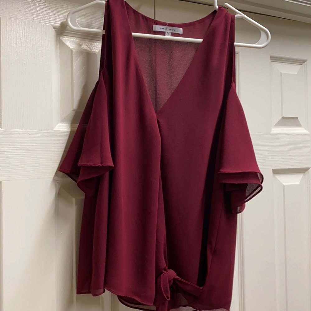 Naked Zebra Cold-Shoulder Blouse - Medium
